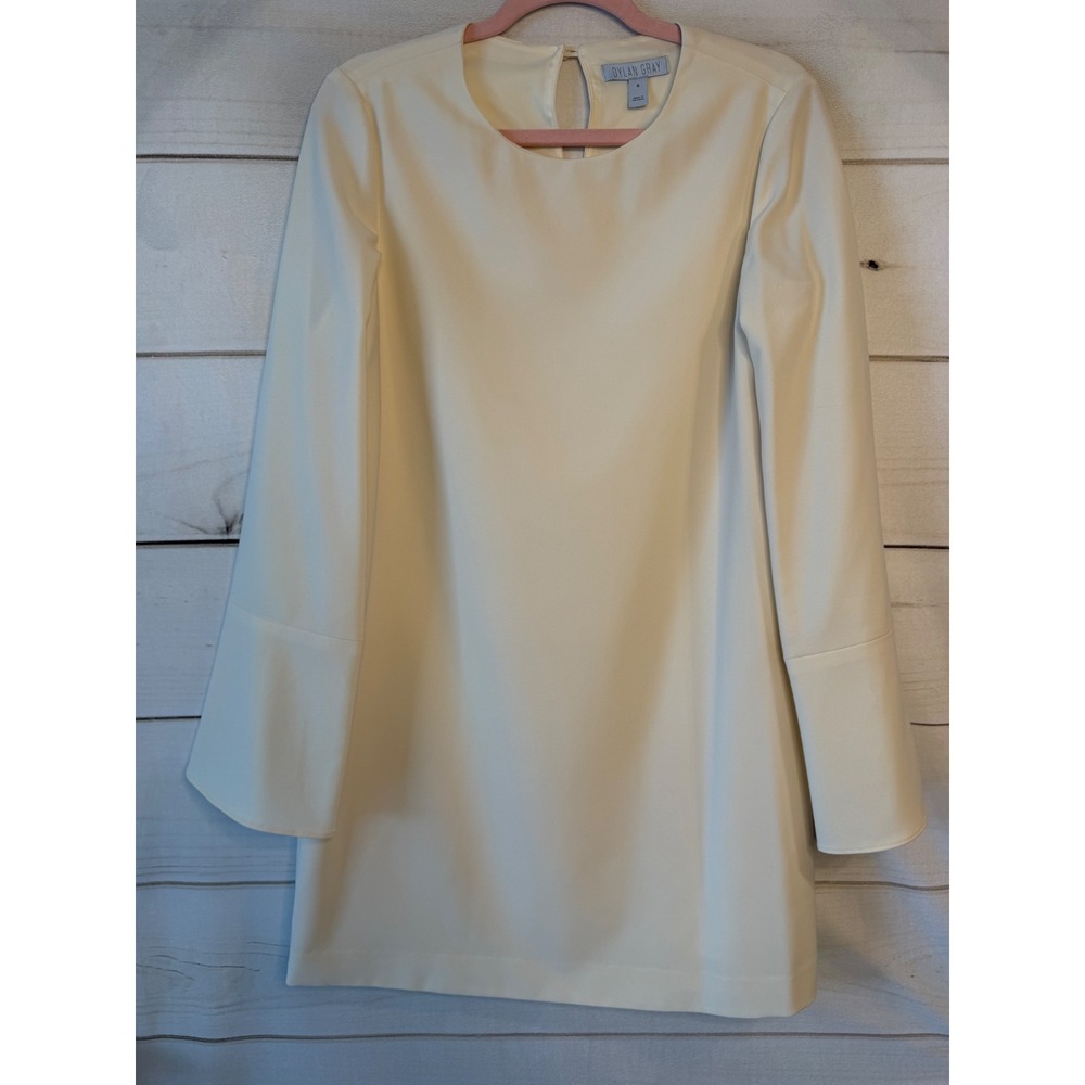 Dylan Gray Cream Ivory Long Sleeve Shift Dress Flared Cuffs DGBLSA07 Size 6